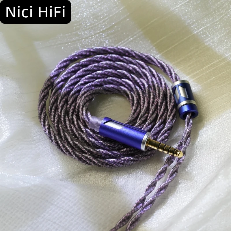 Nici HiFi-08 IEM Cable with 0.78mm 2-Pin MMCX IE900 Dual 3.5mm to 4.4mm 3.5mm Litz Upgrade Cable for Davinci NX8 Cantor Himalaya