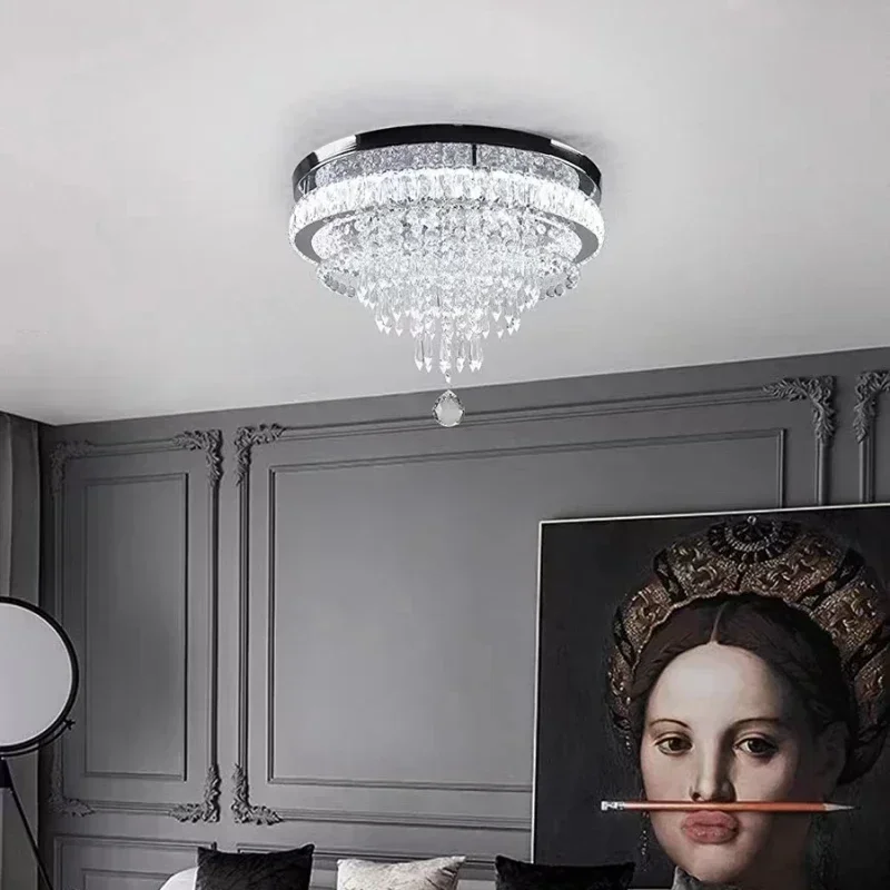 Cross Border Modern Minimalist Circular Crystal Chandelier Living Room Restaurant Corridor High-end Home Decor Lighting Fixtures
