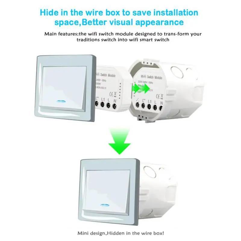 Interruptor inteligente WiFi, interruptor de luz táctil de pared inteligente, módulo de automatización del hogar, Control remoto inalámbrico, funciona con Alexa Echo Home