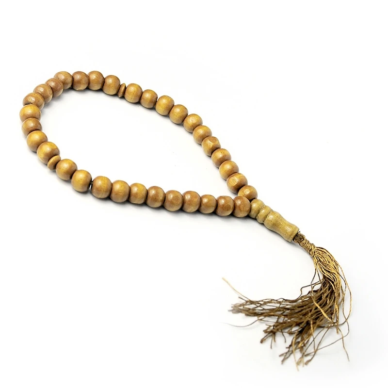 Y1UB Prayer Beads Islamic Natural 8mm Wooden Beads Muslim Tasby Mibaha