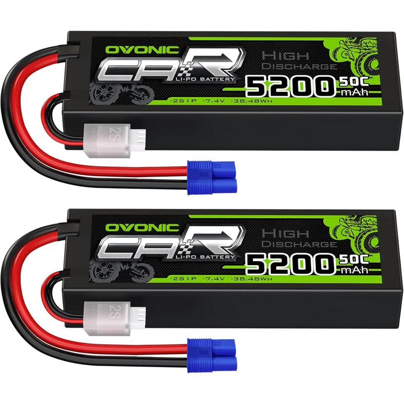 OVONIC Lipo Battery 5200mAh 50C 7.4V 2S RC Battery with EC3 Connector for RC Plane DJI Quadcopter RC Airplane RC Helicopter RC C