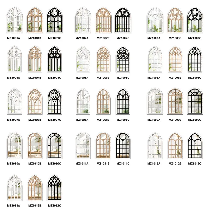 S/L Gothic Mirrors Wall Decor Vintage Cathedral Arch Frame Mirror Home Decorative Mirror Bedroom Living Room Art Wall Decor