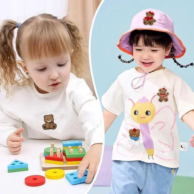 

10/12PCS Flower Bear Ironing Wholesale Lot of Bow Bear Embroidery Cloth Top Hat Curly Bear Baby Animal Iron-on Patches