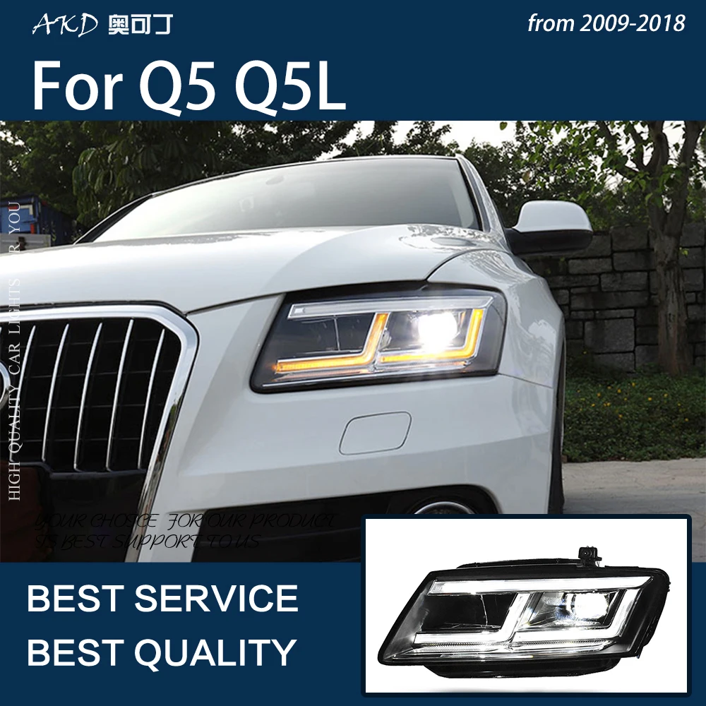 

Car Lights For Audi Q5 2009-2018 Q5L 8R LED Auto Headlight Assembly Upgrade Bifocal Lens Dynamic Signal Lamp Tool Accessories