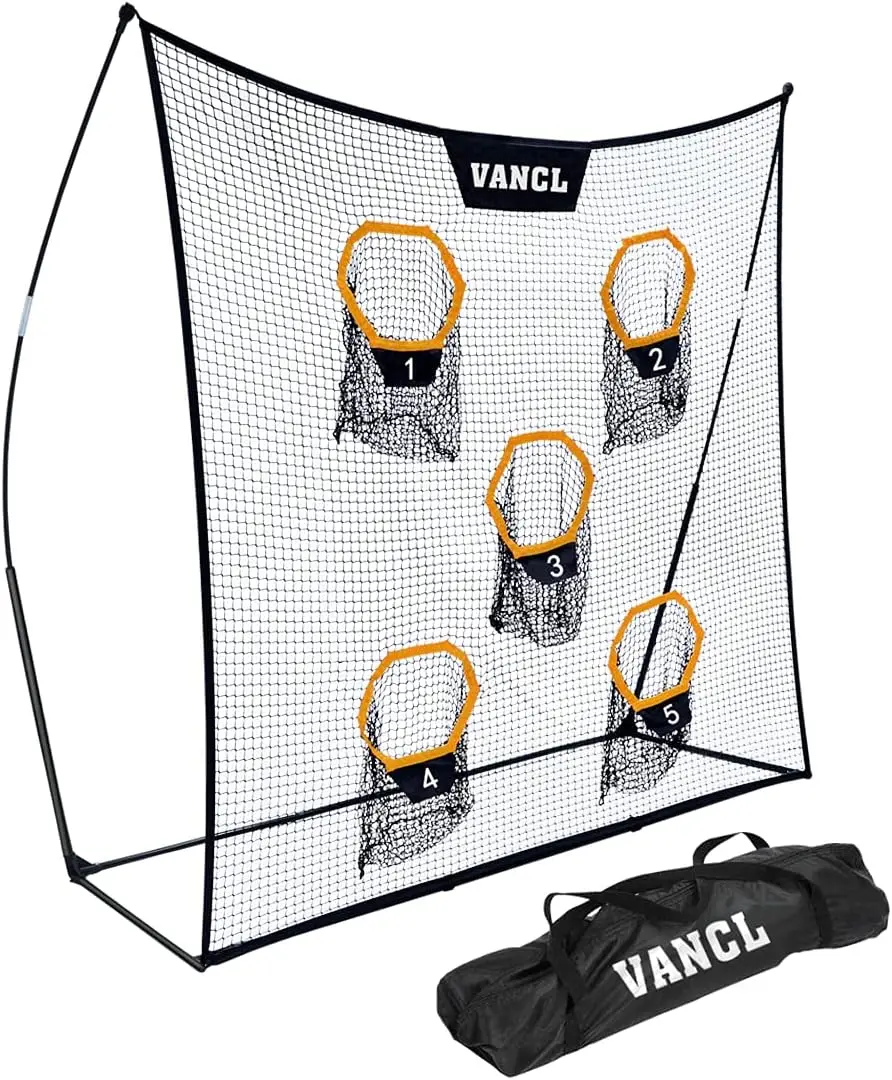 

7x7ft Football Training Net with 5 Target Pockets and Carry Bag for Throwing Accuracy