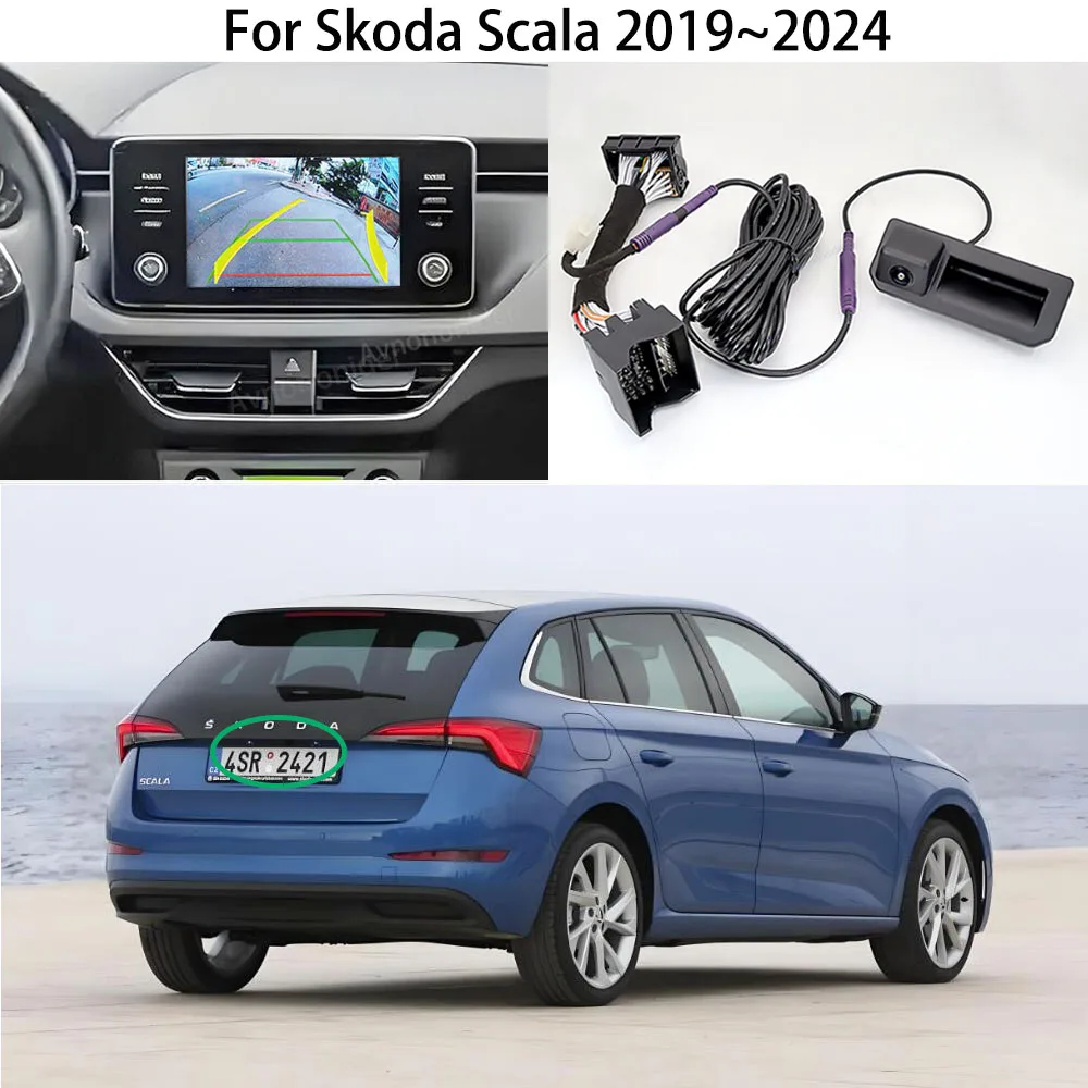 canbus-dynamic-trajectory-rear-view-camera-for-skoda-scala-2019~2024-work-with-mib1-mib2-unit-original-screen-reverse-camera