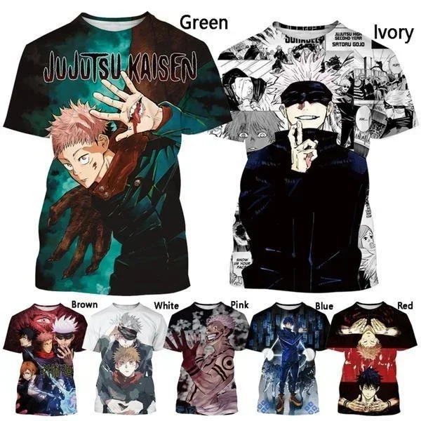 

Moda Estiva Jujutsu Kaisen T-shirt Stampata in 3D Camicia Anime Top Uomo Donna Manica Corta Casual