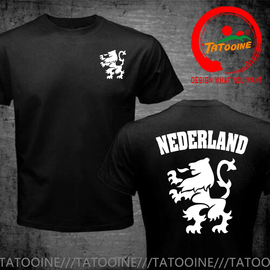 Nederland Netherlands Orange Dutch Lion Soccer 100% Cotton Geek Family Top Tee New Men Summer Tops Casuals T Shirts Hip Hop Tops