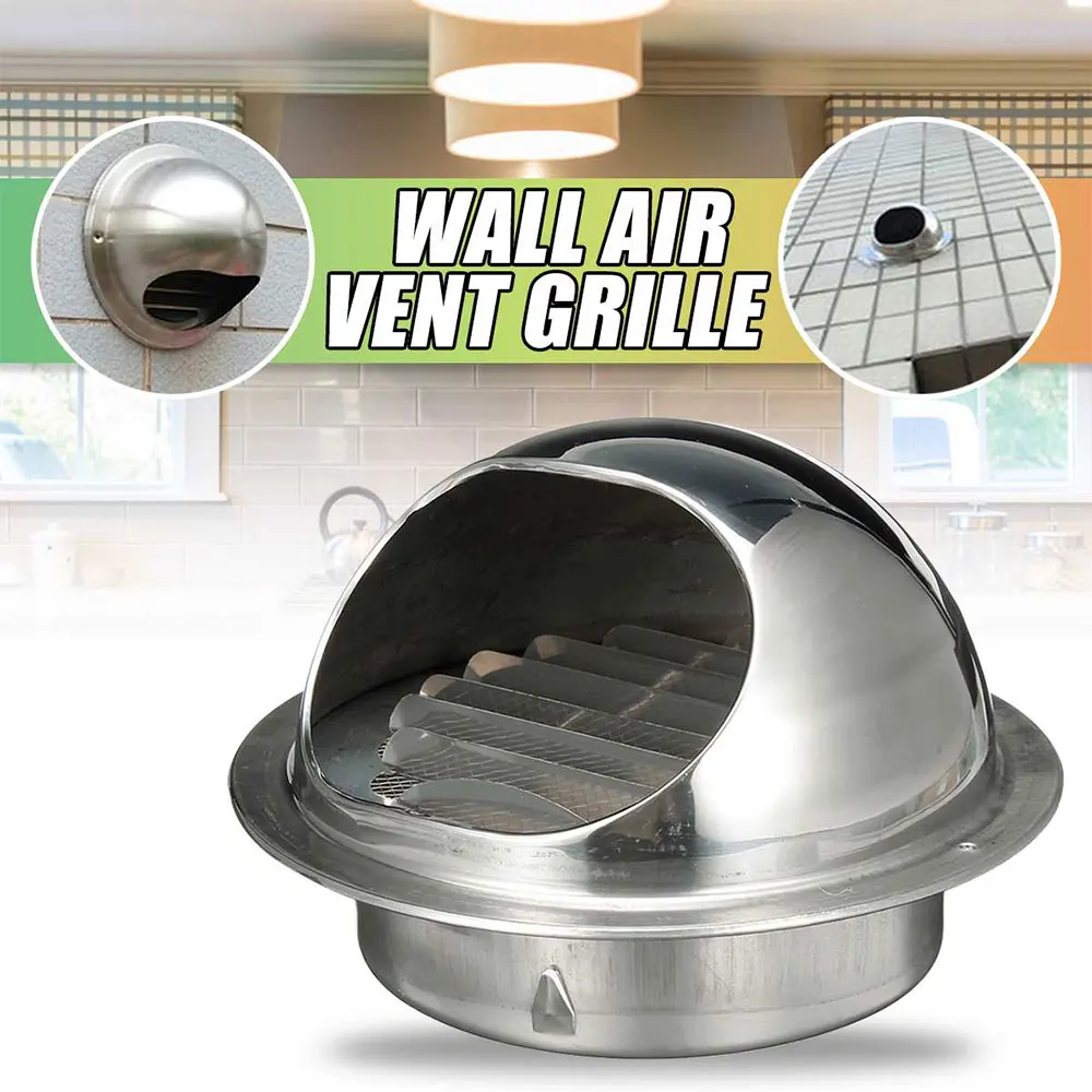 Stainless Steel Air Vent Grill 80/100/150mm Hemisphere Wall Ceiling Air Vent Ducting Ventilation Exhaust Grille Cover Outlet