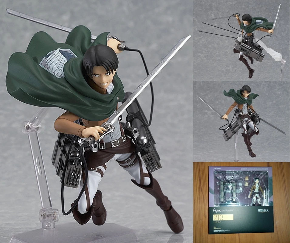 Attack on Titan Levi Ackerman Figura Anime, Standing Espada, brinquedo modelo destacável, coleção de PVC, ornamentos desktop, 14cm