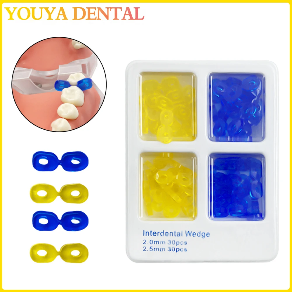 60Pcs/Box Dental Wedge Dental Elastic Rubber Fixing Wedges 2.0/2.5 MM Matrix Matrices Dam Composite Tooth Separator Tools