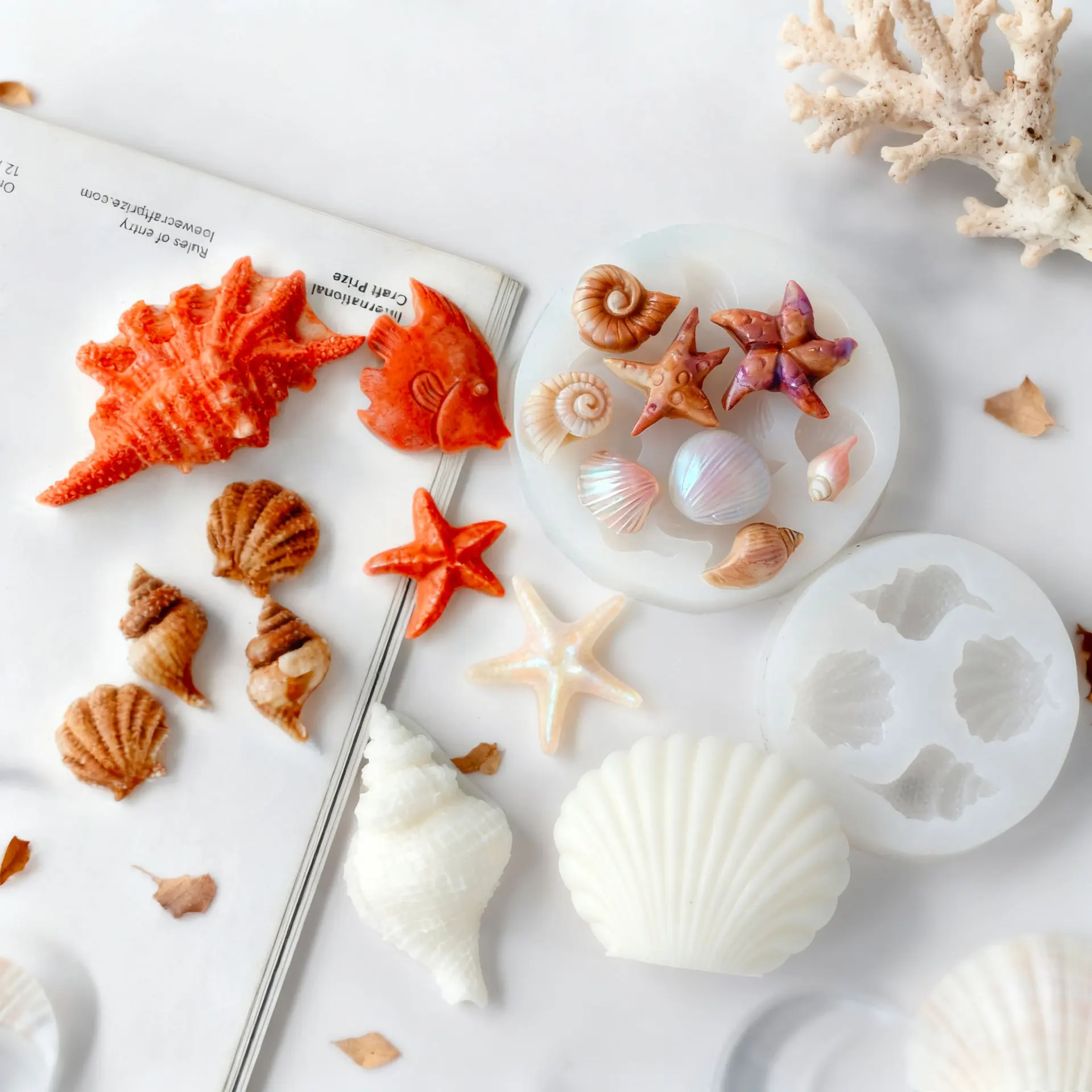 DIY Ocean Series Shell Starfish Conch Silicone Mold Handmade Scented Candle Resin Gypsum Decoration Mold