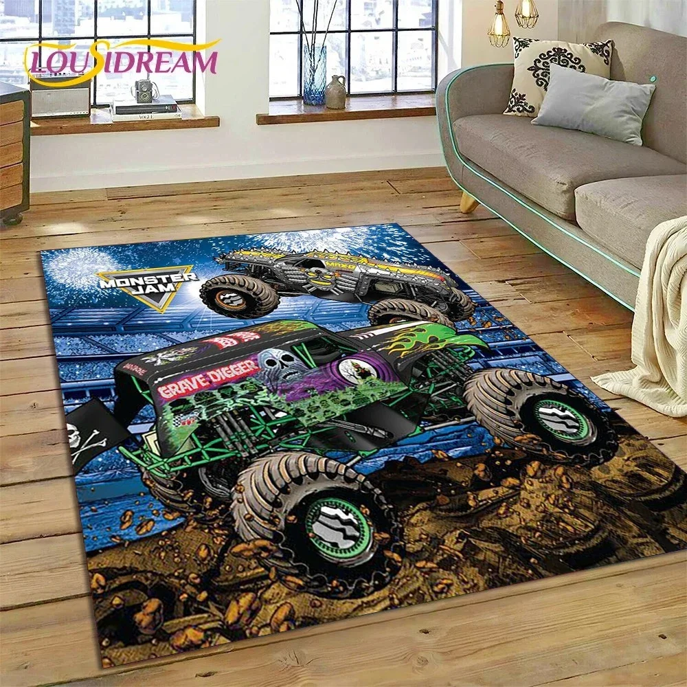 Monster Truck Monster Jam Cartoon Carpet Rug for Bedroom Living Room Home Sofa Decoration,Children Game Large Decor Floor Mat