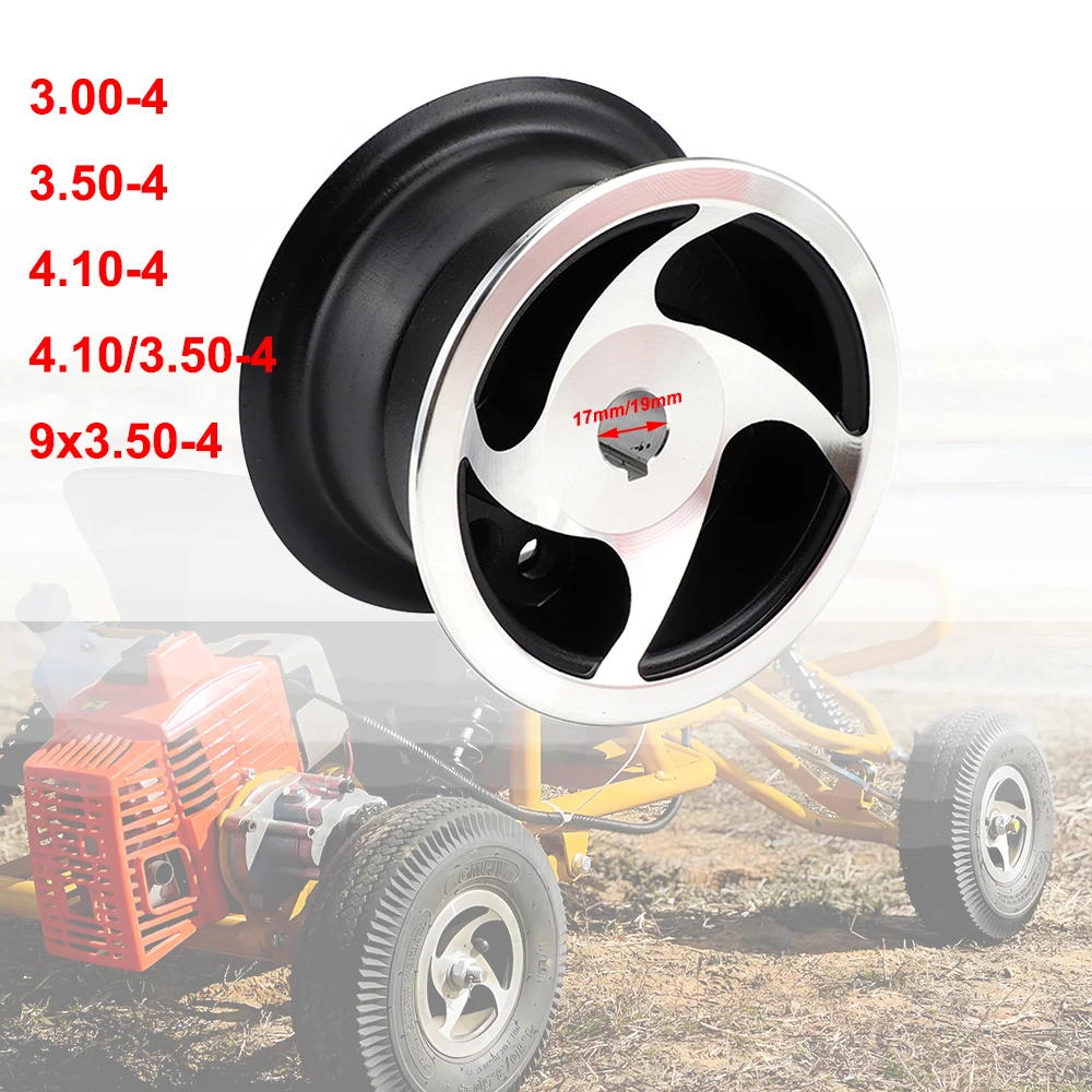

4.10/3.50-4 9x3.50-4 3.00-4 Wheel Rims 4 Inch Aluminium Alloy Hub 17mm/19mm Inner Hole for Mini Moto ATV Kart Electric Scooter