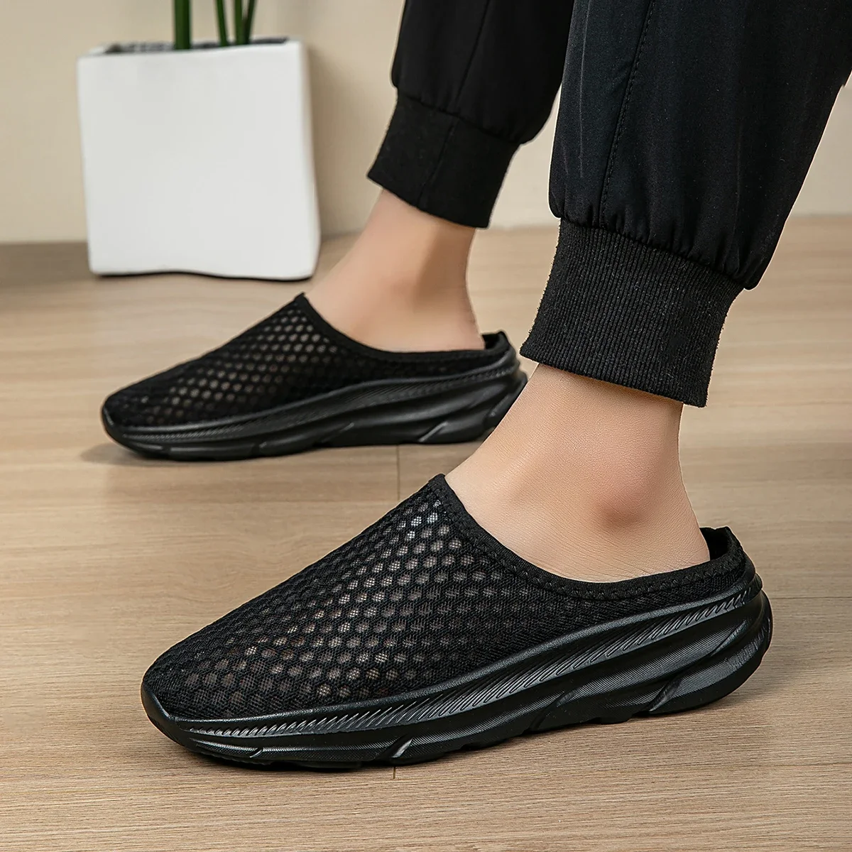 

Men Half Shoes Slippers Slides Summer Mesh Shoes Unisex Women Indoor Outdoor Lightweight Plus Big Size