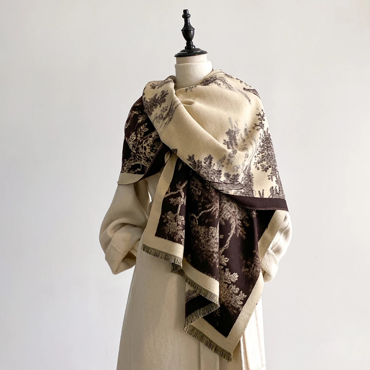 

Роскошный ультра-мягкий шарф из искусственного кашемира для женщин, зимняя утолщенная жаккардовая шаль со стильными узорами