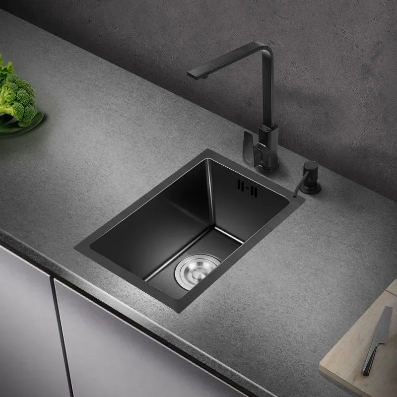 Nano Kitchen Handmade Small Sink Single Basin 304 Stainless Steel Vegetable Washing Bowl Island Mini Bar Sink for Dishwasher