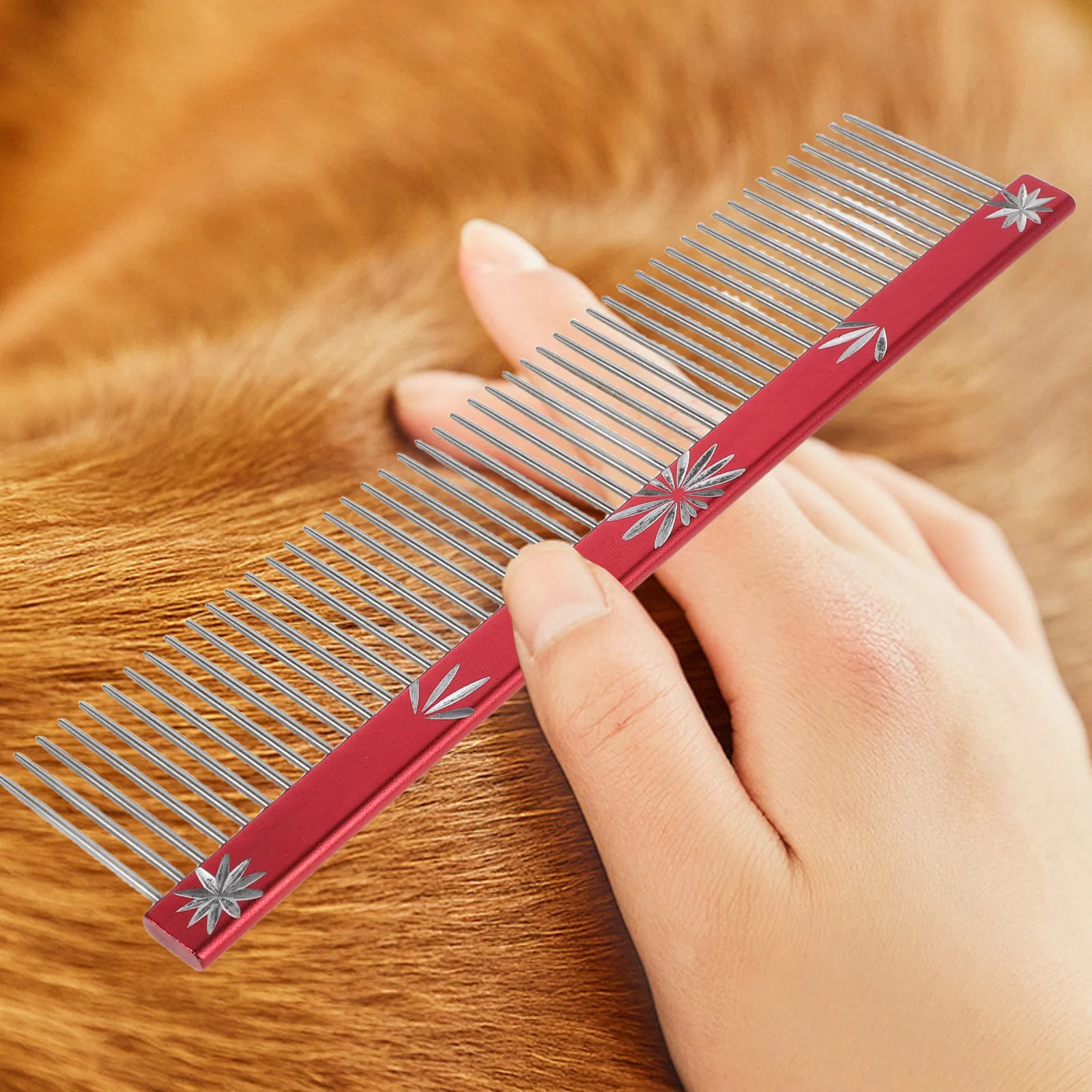 Pet Grooming Comb Stainless Steel Detangling Tool For Dogs Cats Long Hair Fluffing Multi-Function Dematting Comb Pet Combs
