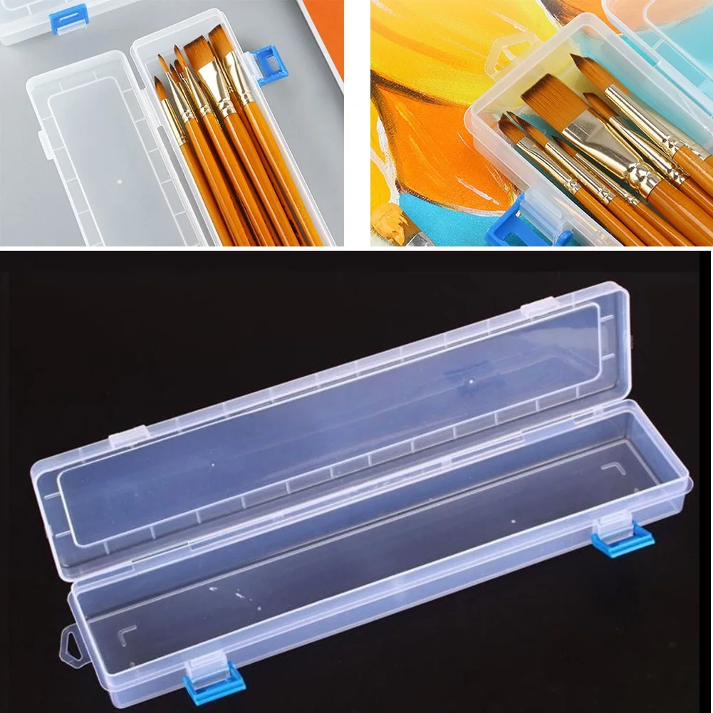1 Pack Storage Box For Brushes Painting Pencils Watercolour Pens Arts Crafts Sewing Drawing Protctor Hand Tools White 33x7x3.5cm