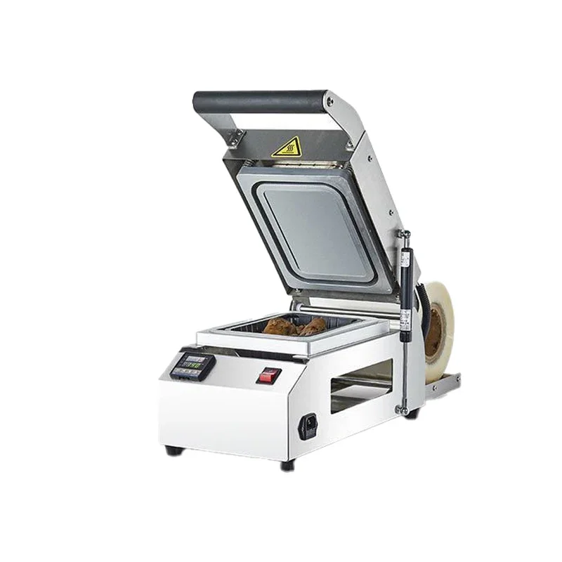 เครื่องซีลแบบใช้แล้วทิ้งคอเป็ดกล่องข้าวกลางวันแบบใช้แล้วทิ้งเครื่องซีลแบบล็อคกล่อง FR160E