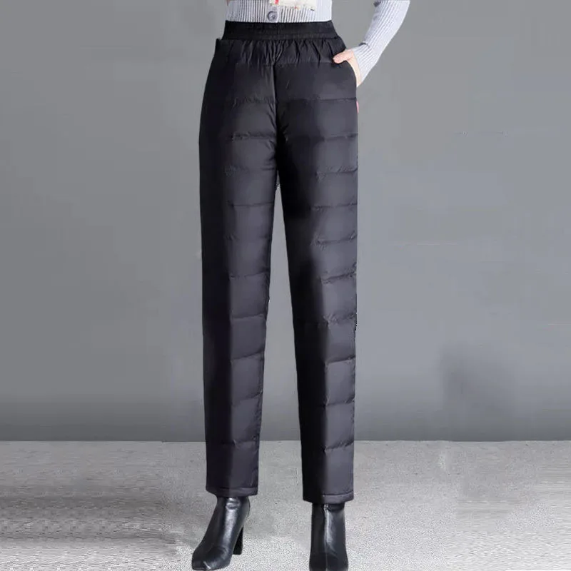 

Winter Down Cotton Slim Pencil Pants Women High Waist Casual Thicken Warm Pantalones Big Size 3XL Snow Wear Ankle-length Trouser