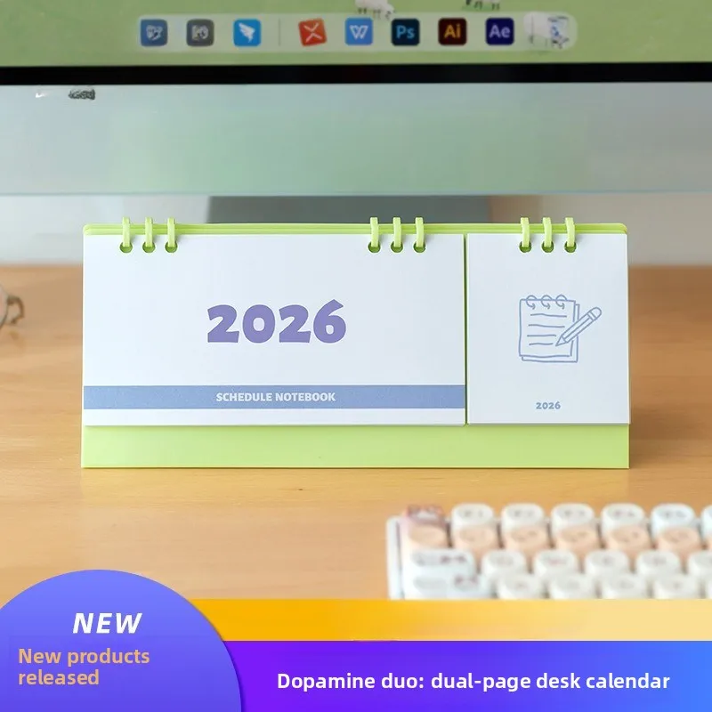 Mini 2026 Snake Calendar, Creative Triangular Desk Stand, Simple Office Decor with Sticky Notes, Gift