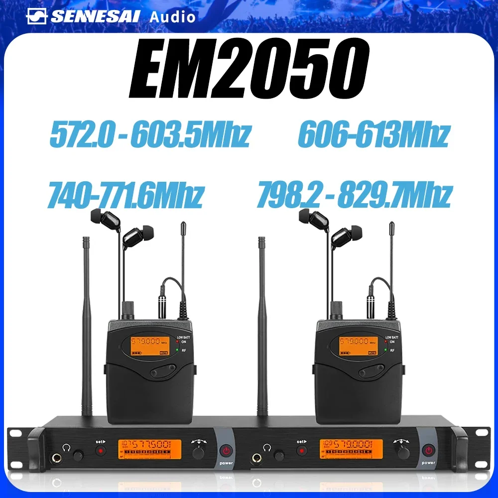 Top Quality！EM2050 UHF In Ear Monitor System 2 Channel 2 Bodypack Monitoring Available In Multiple Bands for Stage！Whole Metal