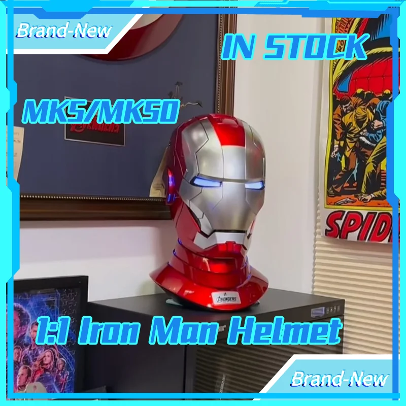 

Шлем Железного Человека MK5/MK50 с электрическим голосовым управлением, носимая маска 1:1 с автоматическим открыванием и закрыванием, модель-фигурка, игрушка для взрослых, подарок