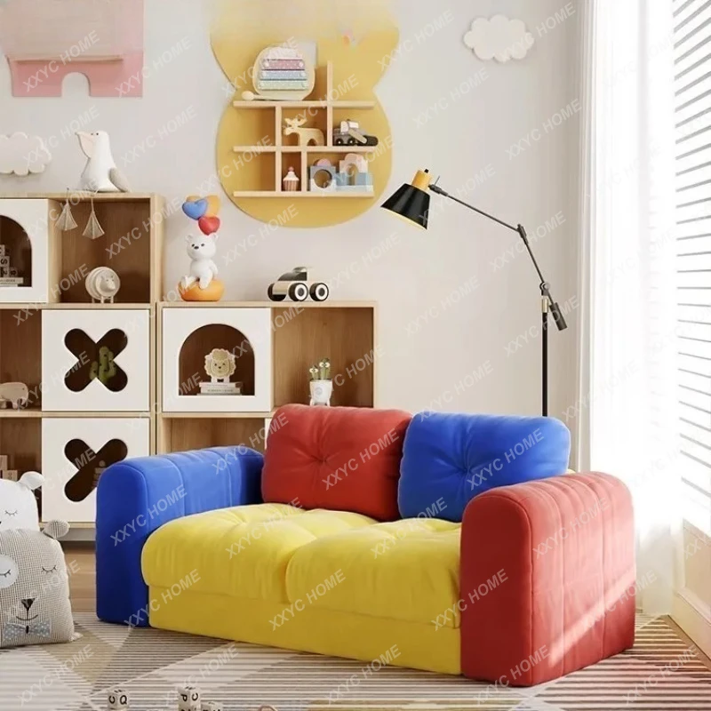 

Детский уголок для чтения и творчества: компактный диван для гостиной, двуспальный диван для маленькой квартиры, диван в стиле «дофамин»