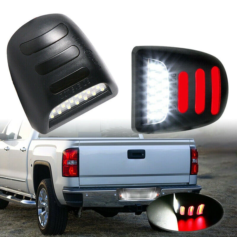 2 LED License Plate Light Red DRL Tube For Chevy Silverado GMC Sierra 1500 2500 Car Accessories