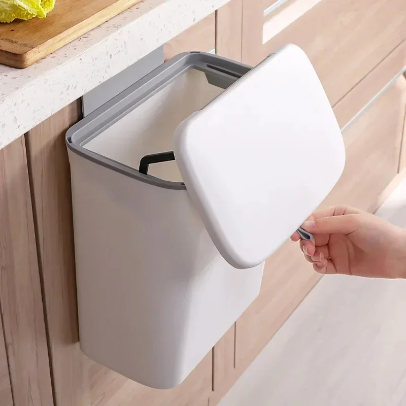 Hanging Trash Can Kitchen Large Capacity Kitchen Recycling Garbage Basket Cabinet Door Bathroom Wall Mounted Trash Bin Dustbin