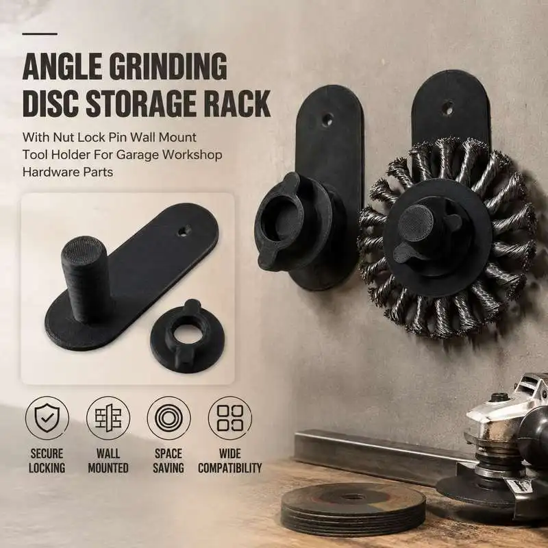 Angle Grinding Disc Storage Rack With Nut Lock Pin Wall Mount Tool Holder For Garage Workshop Hardware Parts