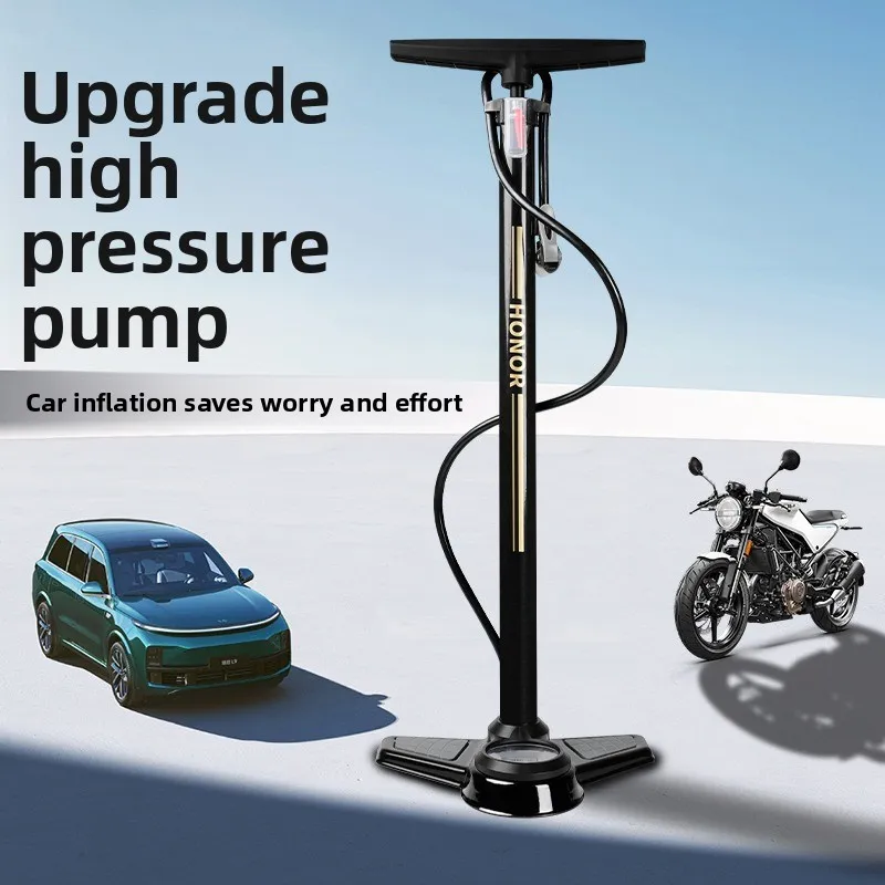 Manual Ultra High Pressure Pump Car Special with Barometer Electric Motorcycle Home General Highway Air Pump