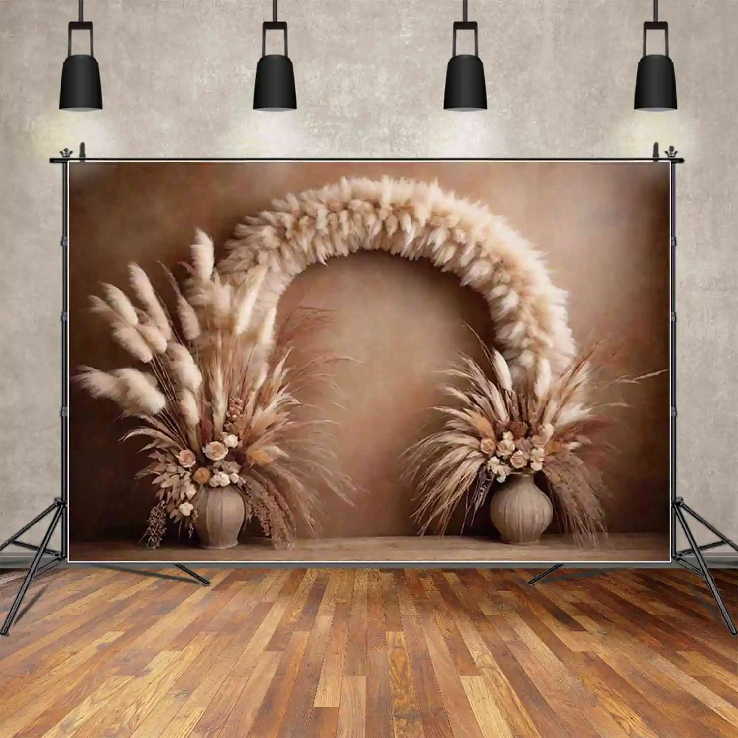 ดวงจันทร์. QG โบฮีเมีย Thatch การถ่ายภาพฉากหลัง Boho ฤดูใบไม้ร่วงห้องนั่งเล่น Photocall พื้นหลังเด็กสตูดิโอ Photobooth อุปกรณ์เสริม