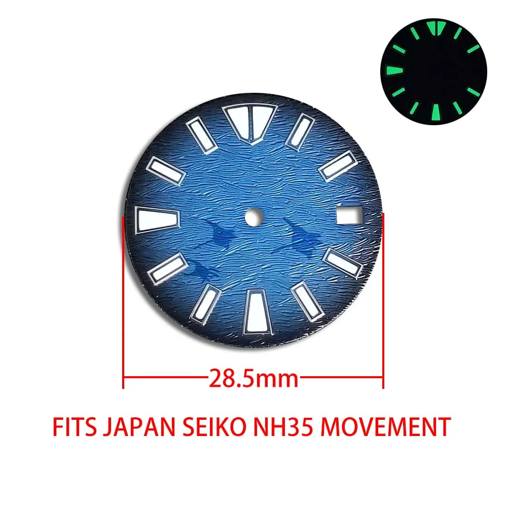 28.5MM New Surface NH35 Dial Strong Green Luminous Modified Diving Surface NH35 Assembled Mechanical Dial Accessories Parts