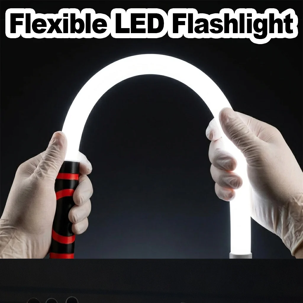 Flexible LED Flashlight Rechargeable Bendable Hands Free Automotive Garage Inspection Shop Torch Auto Tool Bright Fix Night Home