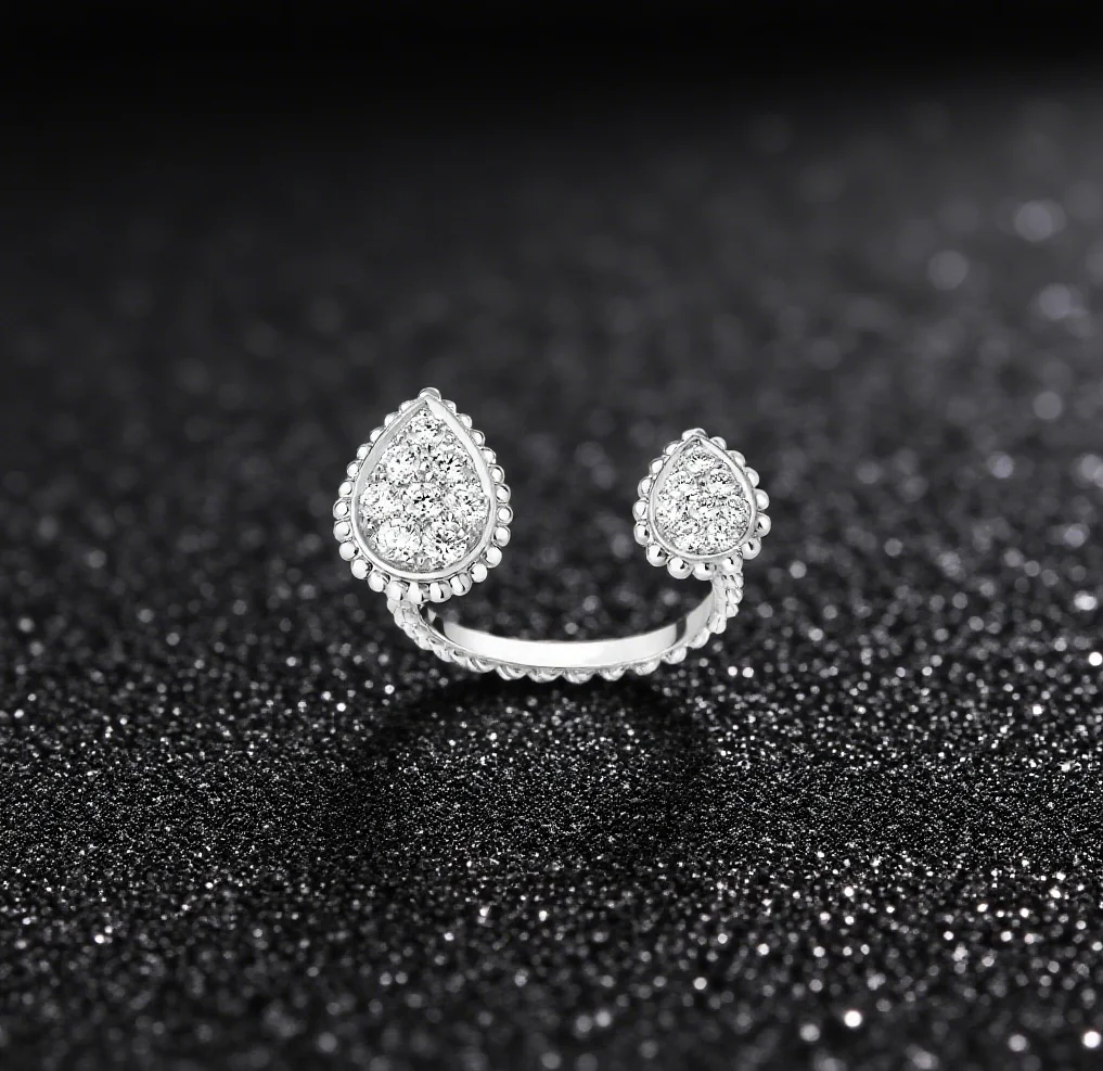 

Fashionable and exquisite s925ring new water droplet zircon creative unisex open party Valentine's Day gift light luxury jewelry