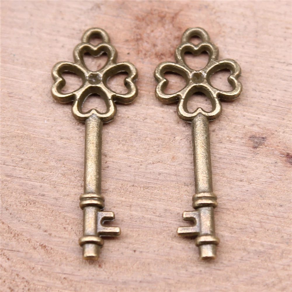 WYSIWYG 20pcs 25x9mm 3 Colors Small Lucky Clover Key Charms Findings DIY Accessories For Jewelry Making