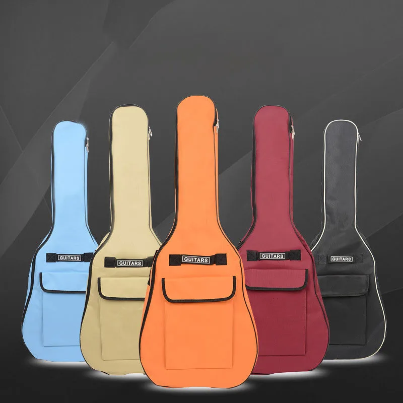 40/41 Inch Guitar Bag Double Straps Oxford Waterproof Fabric Acoustic/Electric Guitar Case Fashion Solid Color Guitar Backpack