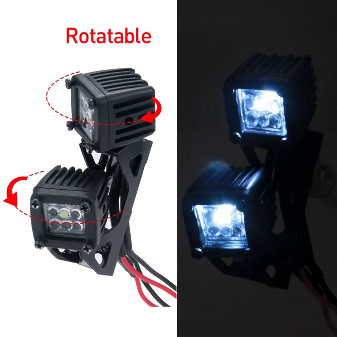 Gemodificeerde koplampspots Auto bovenlichten Bumperverlichting voor AXIALE SCX10 TRX4 TRX6 1/10 RC Crawler Auto, C Zwart