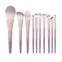 10Pcs Pink Purple Gradient plastic handle makeup brush powder brush foundation make-up brush concealer brush