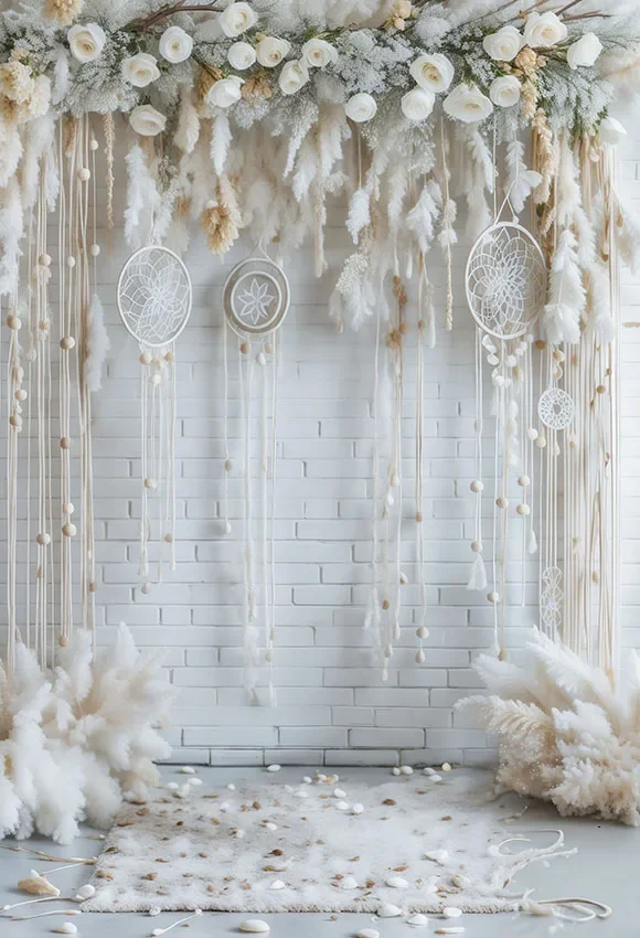 Mehofondการถ่ายภาพฉากหลังงานแต่งงานBoho Pampas Dream Catcherสาววันเกิดพื้นหลังตั้งครรภ์ดอกไม้ตกแต่งPhoto Studio