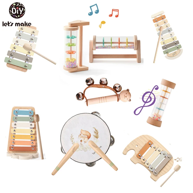 Drewniane instrumenty muzyczne dla niemowląt, zabawki edukacyjne Montessori, zabawki sensoryczne, zabawki muzyczne uspokajające, instrumenty perkusyjne, pianino, prezent dla noworodka