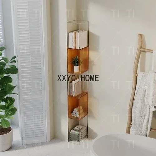 

Artistiek Licht Luxe Acryl Vloer Multi-Layer Opbergrek Smalle Spleet Muur Boekenkast Ontwerp Woonkamer Opbergrek