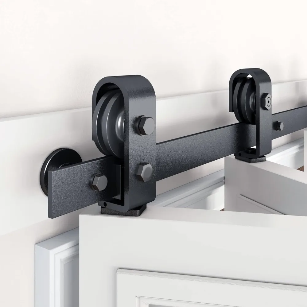 

Bifold Sliding Barn Door Hardware Track Kit for 2 Closet Door,Top Mount Roller,Slide Smoothly Quietly,Easy Install,Black