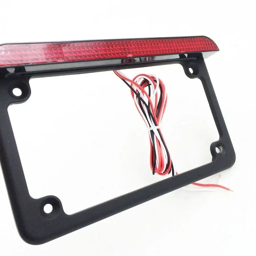 

7" X 4" Flat License Plate Frame Bracket Tag Holder W/ 6" LED Bar Motorcycle Part for Honda Suzuki Harley