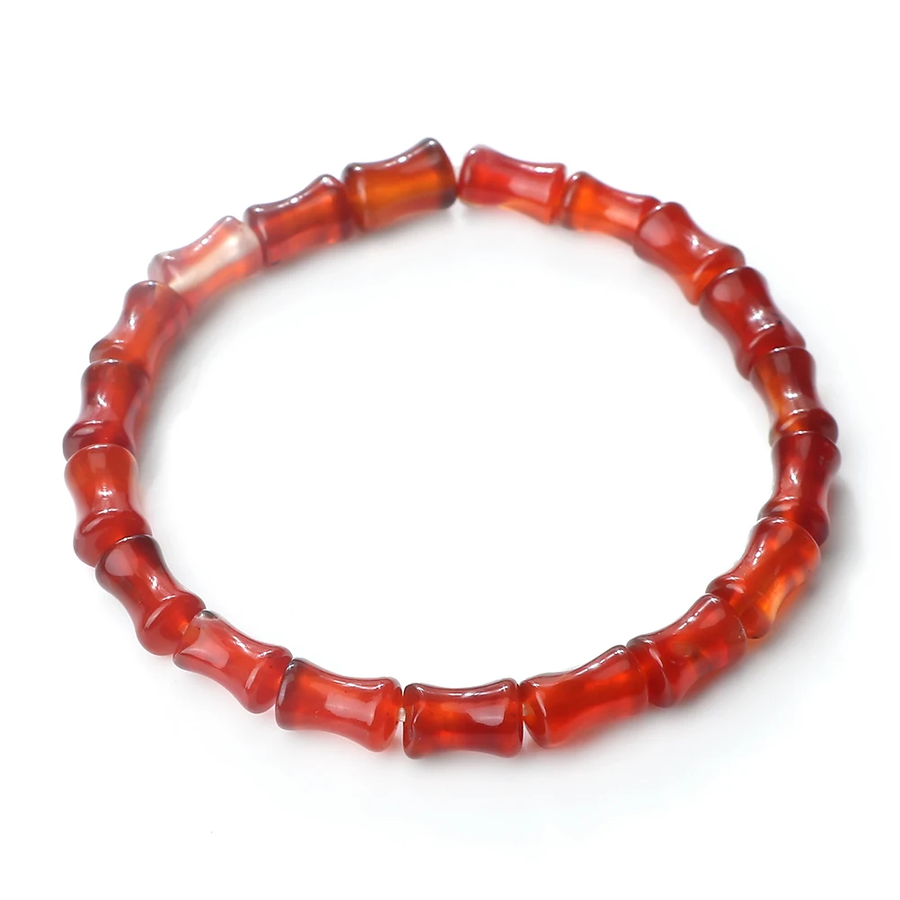 Fashion Bammboo Shape Natural Stone Beads Bracelet Red Agate Green Aventurine Buddha Stretch Bangles Charms Health Jewelry Gifts