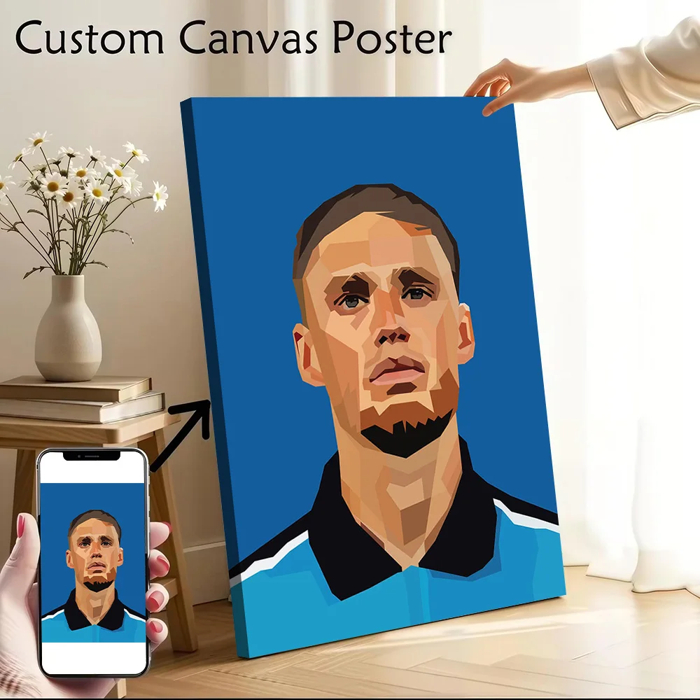 Polygon Vector — Soccer Fan Art Printed Canvas Wall Art Customizable Paintings Poster Perfect Gift for Personalized Painting