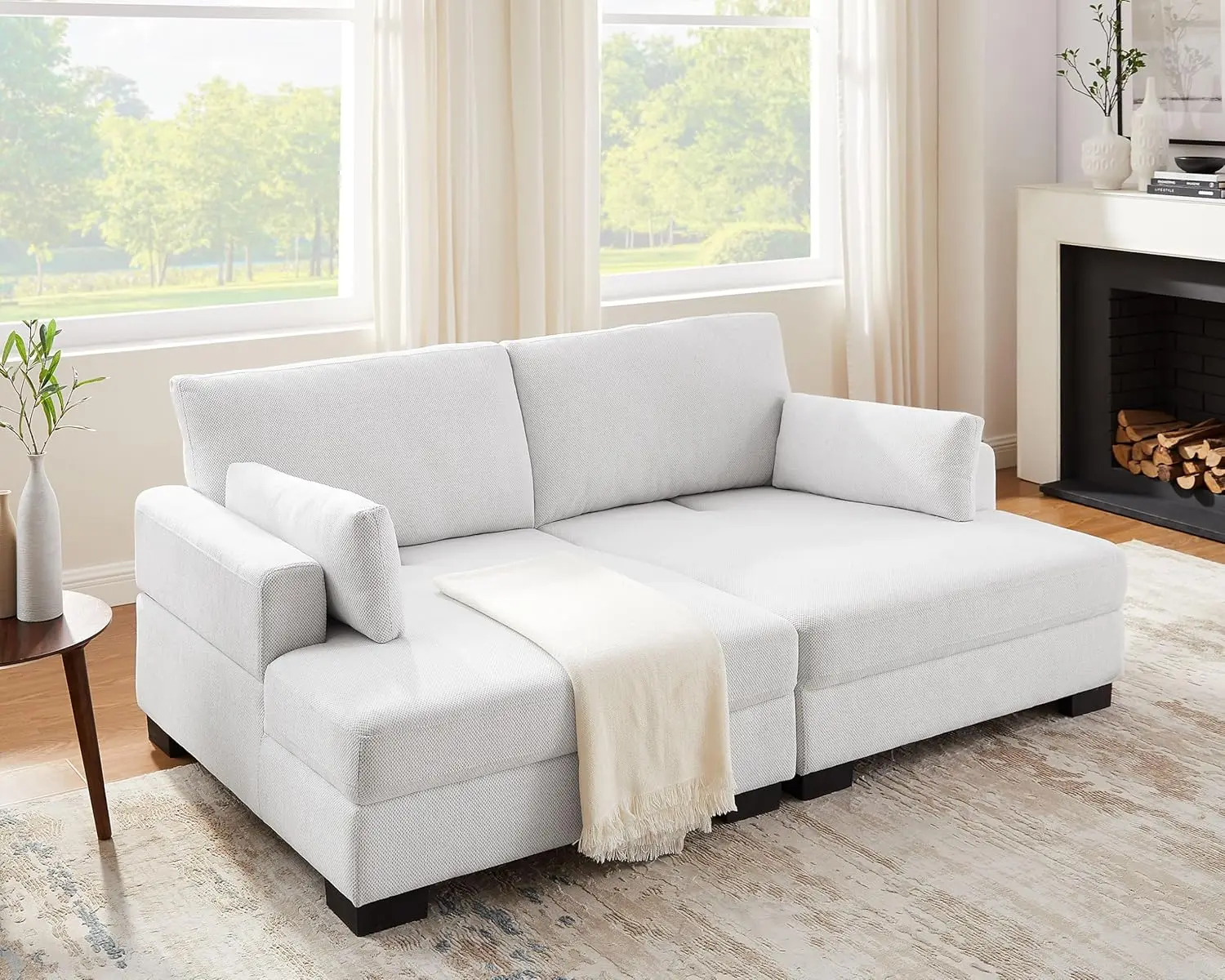 

Multifunctional Loveseat Sofa, Easily Converts from Sofa Couch to Sofa Bed, Comfortable Thick Seat Cushion for Living Room,Beige