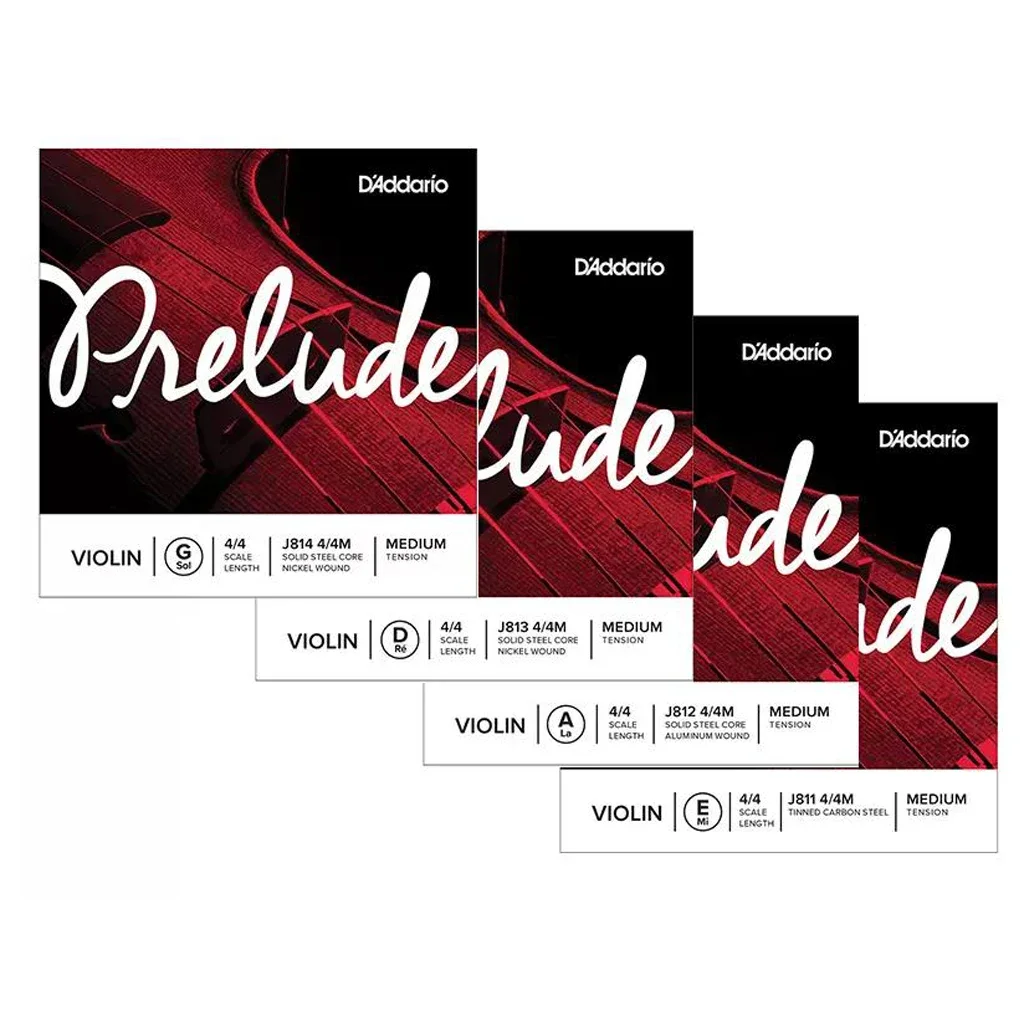 1 paquete de cuerdas de violín Real D 'Addario Prelude, cuerda de violín, orquesta de violín, cuerdas de violín de tensión media J81044M SET